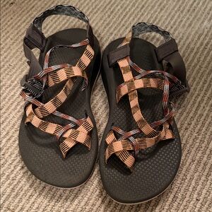 Chaco Black and Orange Strappy Sandals